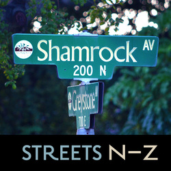 Potential Landmarked Homes, Streets N–Z, Picture of Shamrock Ave Street Sign